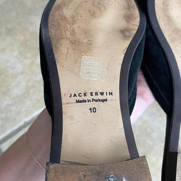 Jack Erwin "Paz" Black Suede Mule Slip On Sandals Hand Made 10 $148 - Picture 7 of 9